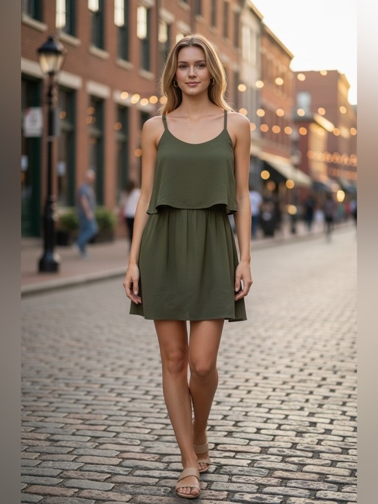 Abercrombie & Fitch Dresses & Skirts - Abercrombie & Fitch Olive Green Top with Pink Tag